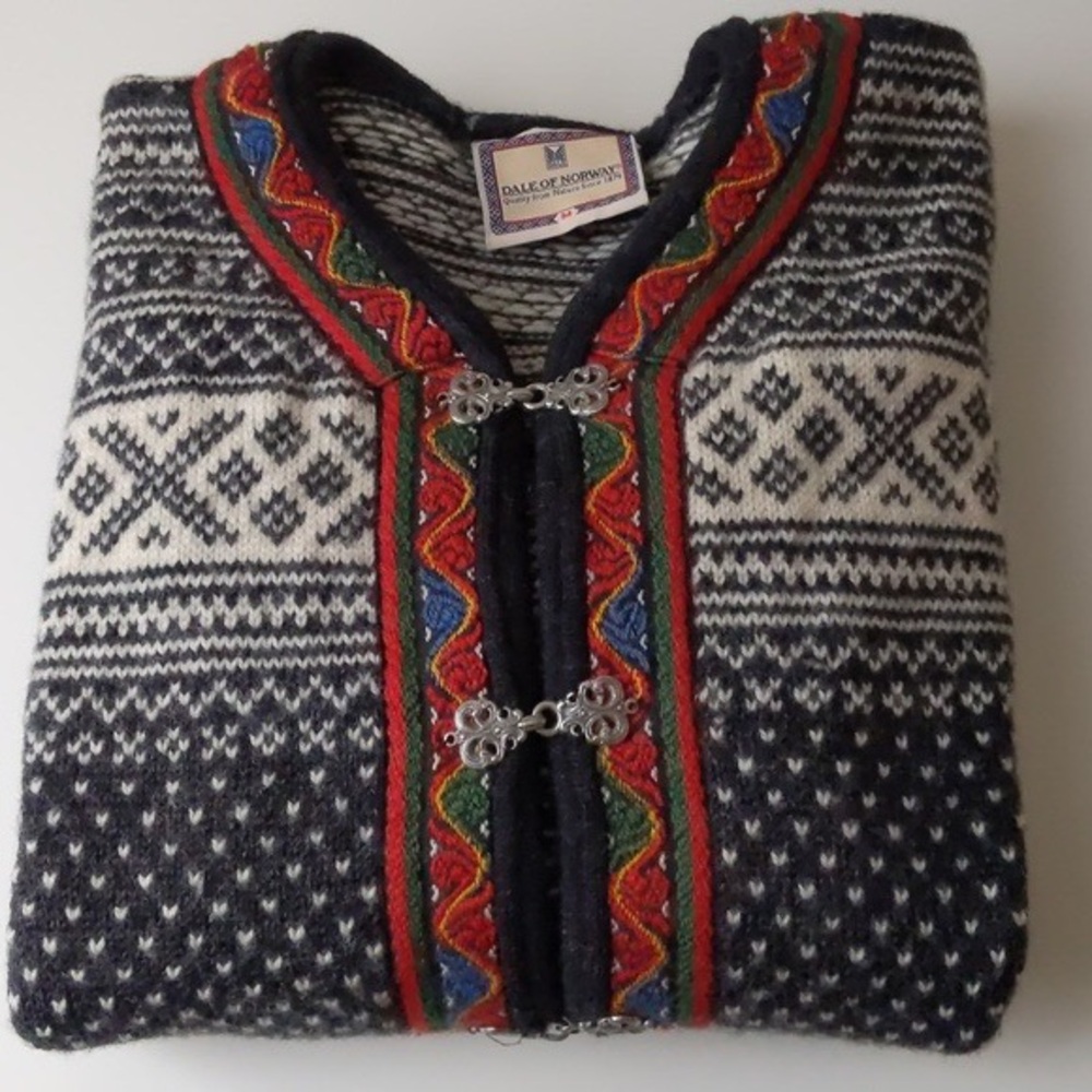 Dale Of Norway Clasp Wool Cardigan Sweater Nordic Print Unisex Medium - Picture 7 of 7